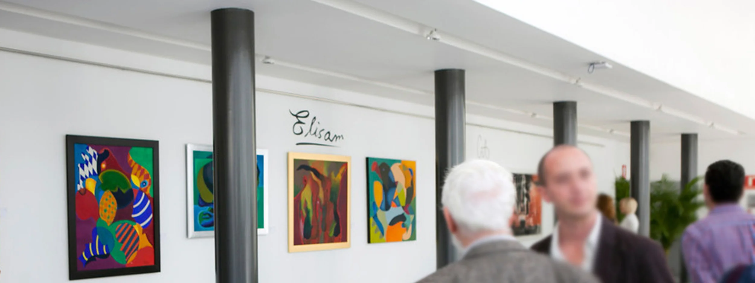 Panoramic view of the Fine Arts gallery foyer