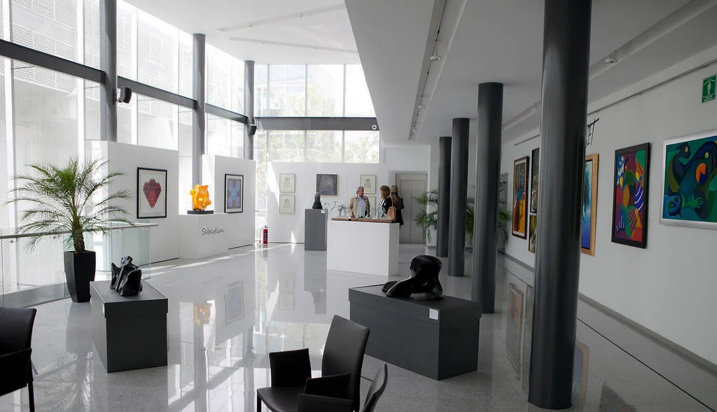 Exhibition foyer of the Fine Arts building during a gallery showing