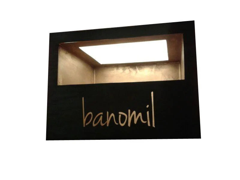 Backlit room-name light box with the name written in Tzotzil Maya