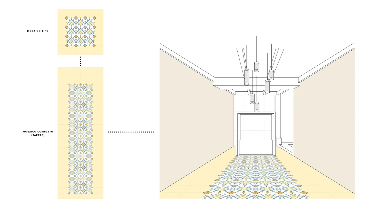 Infinito Tile — the diamond motif laid in repeat