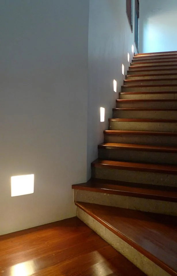 L Residence — stairway with concealed, graded light