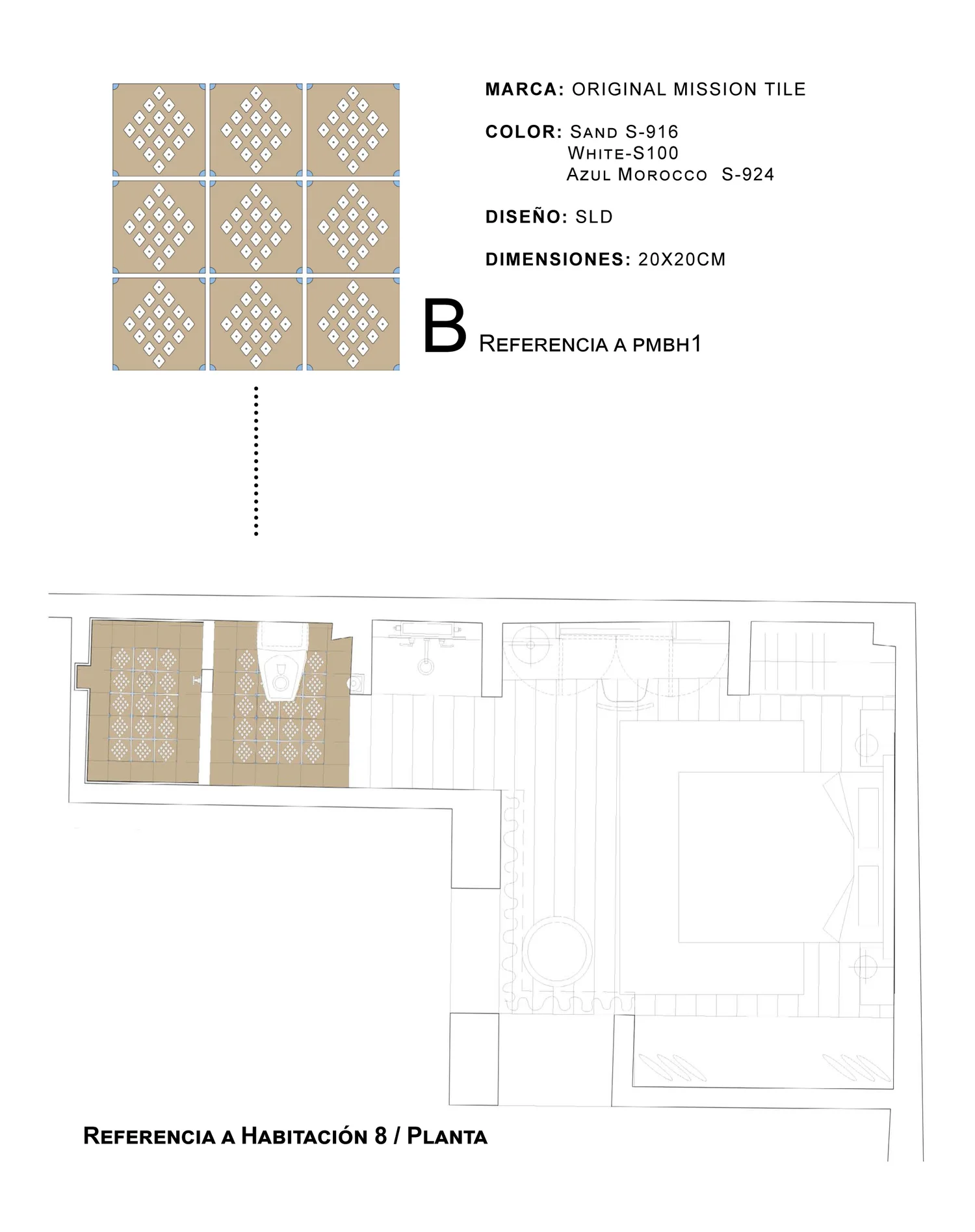 Lucero Tile — colorway study, fourth arrangement